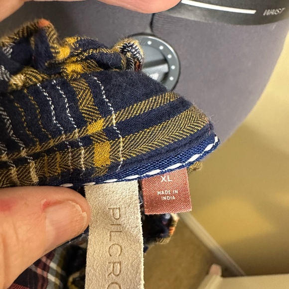 Anthropologie Navy Plaid Lace Detail Women's Top - Picture 12 of 12